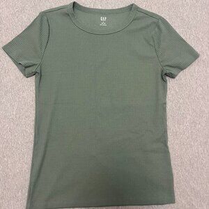 GAP Ribbed T-Shirt Green Size Medium